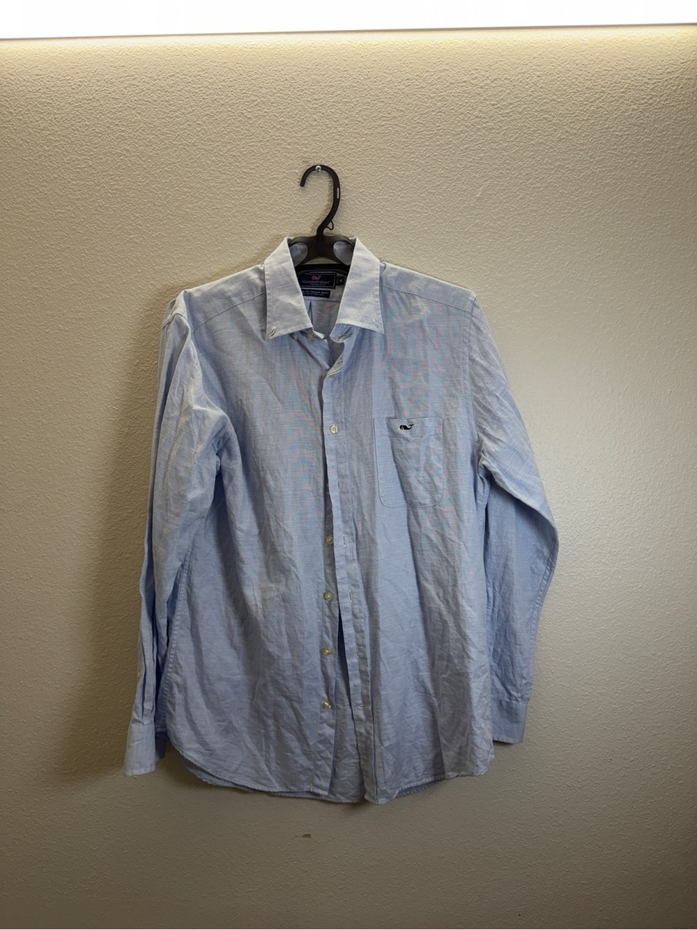 Vineyard Vines Light Blue Men's Button-Down Shirt with Pocket Whale Logo